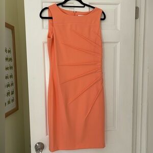 Calvin Klein Size 10 Coral Fitted Dress